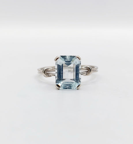 Bague 53 Bague cocktail art déco or blanc aigue marine 58 Facettes A05346