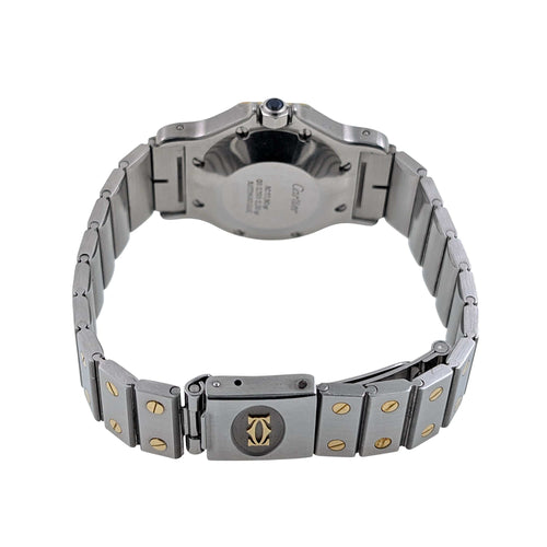 Montre Cartier Santos Round Octagon Date 2966 Large Octogonale Gold Stainless Steel 58 Facettes