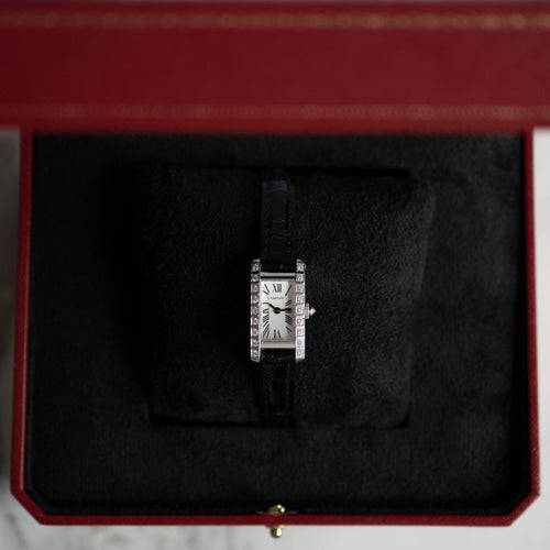 Montre CARTIER - Montre Tank Allongée Mini or blanc 58 Facettes