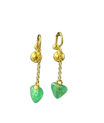 Boucles d'oreilles Boucles d'oreilles à pince en or jaune avec chrysoprase 58 Facettes