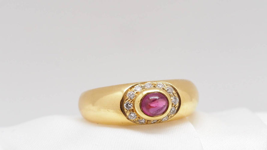 Bague 51 Bague en or jaune; rubis et diamants 58 Facettes 26675