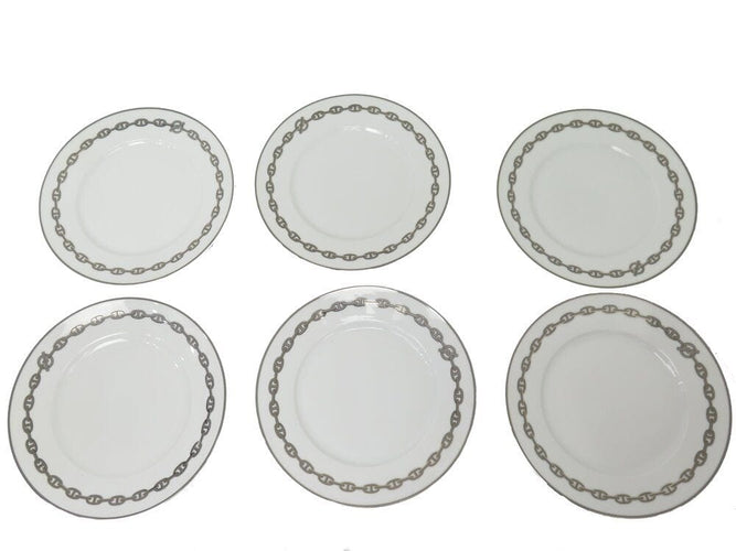 lot de 6 assiettes HERMES a diner chaine d'ancre 27cm porcelaine plate set 58 Facettes 266008