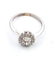 Bague 54 Bague en or blanc avec un diamant ovale au centre et des diamants brillants tout autour. 58 Facettes