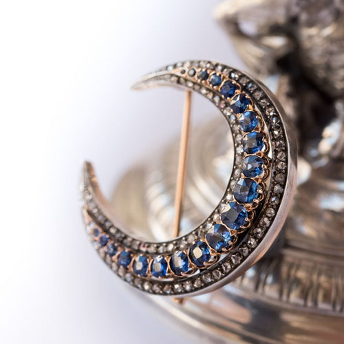 Broche Broche croissant saphirs et diamants 58 Facettes 14-104