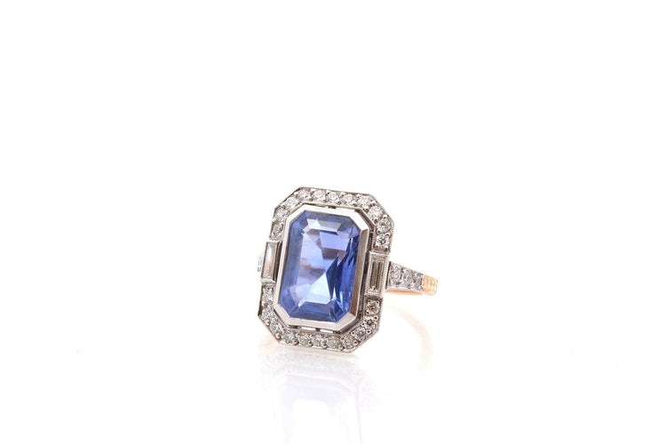 Bague 54.5 Bague saphir de 6,45cts et diamants 58 Facettes 26874-26656