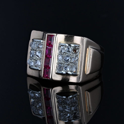 Bague 52 Bague tank diamants et rubis calibrés 58 Facettes 21-285-52