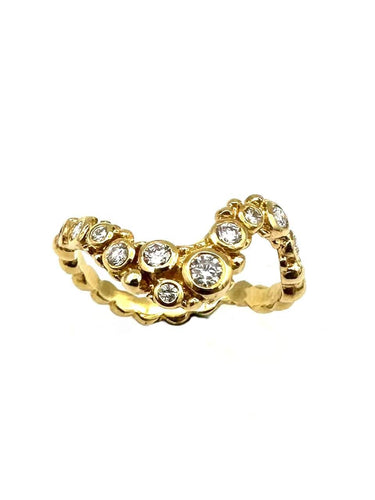 Bague 52 GILBERT ALBERT. Bague or jaune 18K et diamants 58 Facettes