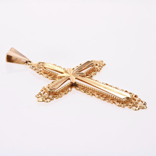 Pendentif Croix arabesques or rose 58 Facettes CVP112