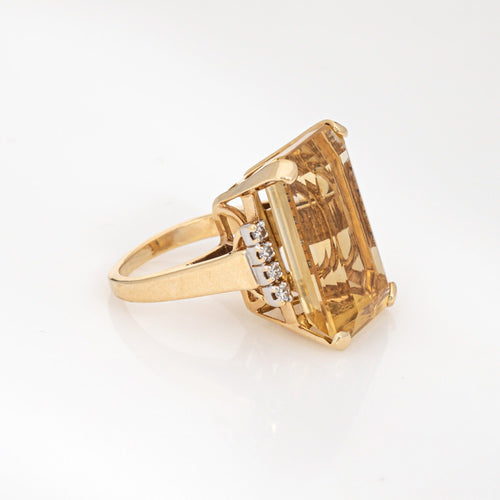 Bague 54 Bague cocktail vintage élégante en citrine et diamant (vers les années 1960 à 1970) fabriquée en or jaune 14 carats. 58 Facettes G13926