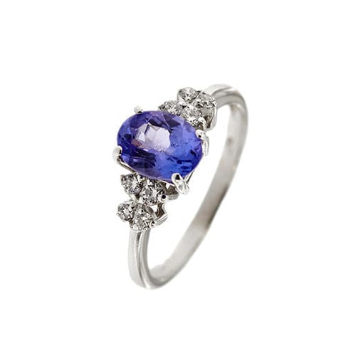 Bague 51 Bague en or blanc avec tanzanite et diamants 58 Facettes 38890