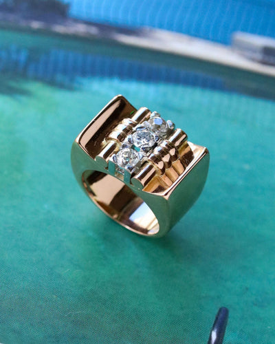 Bague Bague Tank Or Rose Diamants 58 Facettes A11038