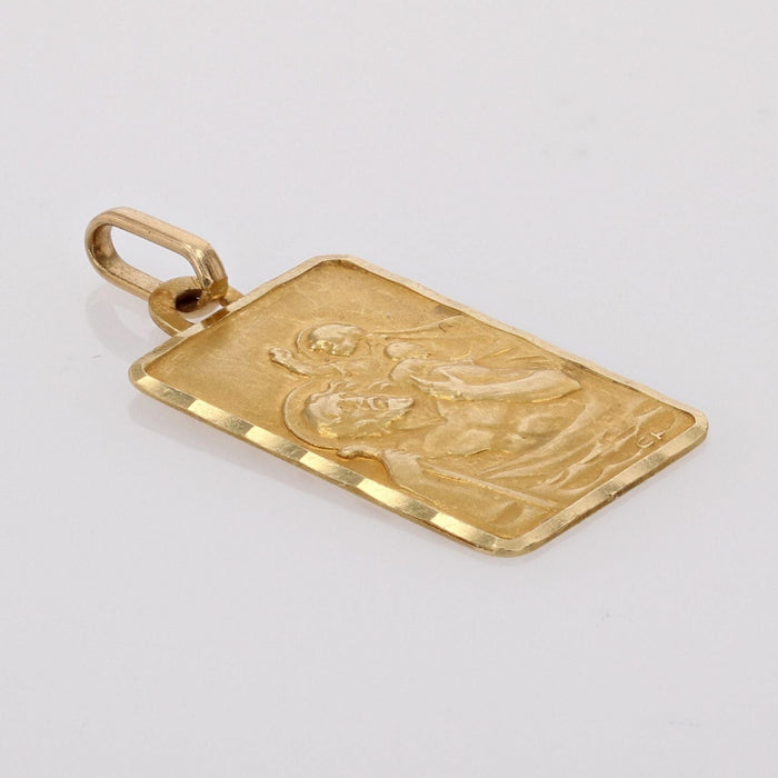 Pendentif Médaille rectangulaire or jaune Saint Christophe 58 Facettes CVP123