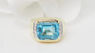 Bague 52 Bague en or jaune, Topaze bleue et diamants 58 Facettes 32748