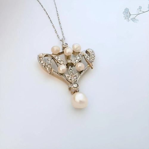 Collier Collier pendentif Art Nouveau perles fines et diamants en or 18K 58 Facettes AA 1620
