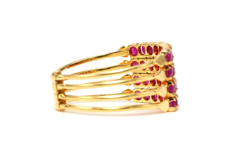 Bague 58 Bague Contemporaine or jaune sertie de rubis 58 Facettes 22781