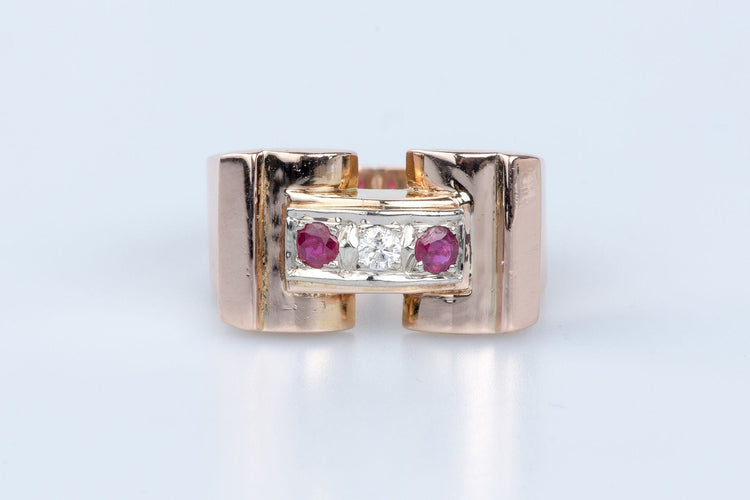 Bague 57 Bague Tank en or rose 18 carats 58 Facettes BGTKEV26
