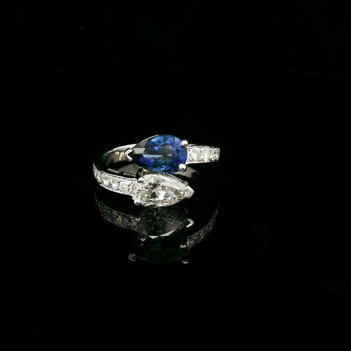 Bague Toi & Moi diamond sapphire Ring 58 Facettes