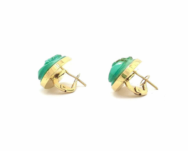 Boucles d'oreilles Boucles d'oreilles en or jaune avec turquoise 58 Facettes 6602