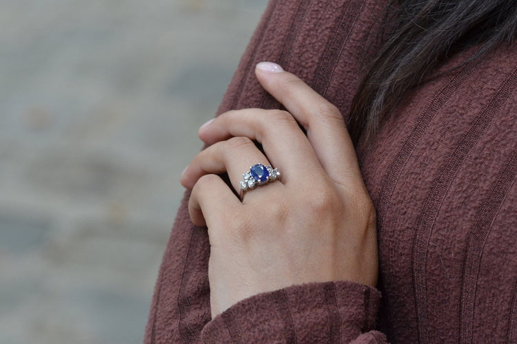 Bague 51.5 Bague saphir de 2,04cts et diamants 58 Facettes 26648-27094