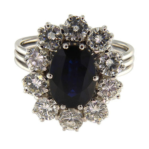 Bague 55 Bague en or blanc sertie de saphirs et de diamants 58 Facettes G3864