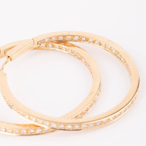 Boucles d'oreilles Créoles en diamants sur or jaune 58 Facettes 1