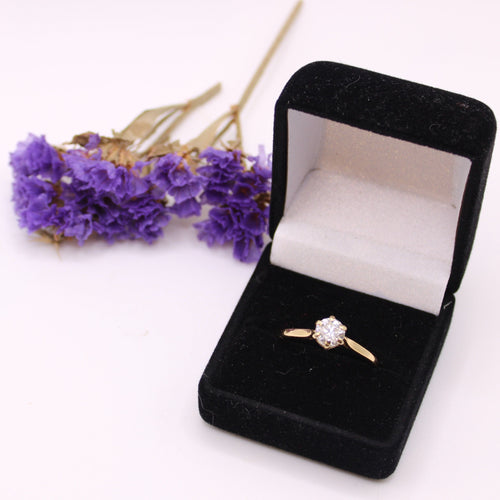 Bague 63 Solitaire or jaune 6 griffes diamant 58 Facettes