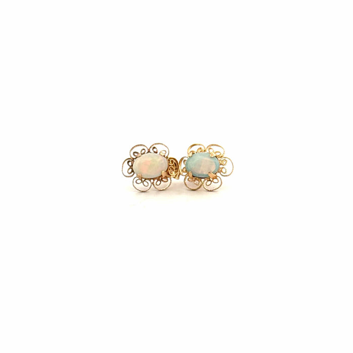 Boucles d'oreilles Puces d'oreilles or jaune 18k & Opale 58 Facettes BO-GS33660-2