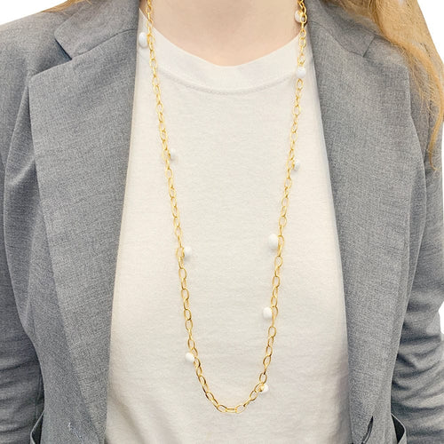 Collier Sautoir Pomellato, "Capri", or rose, céramique blanche. 58 Facettes 33659