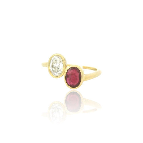 Toi & Moi Diamond ruby ring