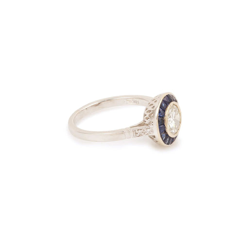 Bague 53 Bague Style Art Déco Diamants Saphirs Or Gris 58 Facettes BD189