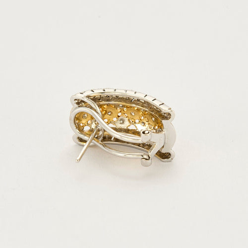 Boucles d'oreilles Boucle d'oreilles or gris et jaune, diamants 58 Facettes CHA5466