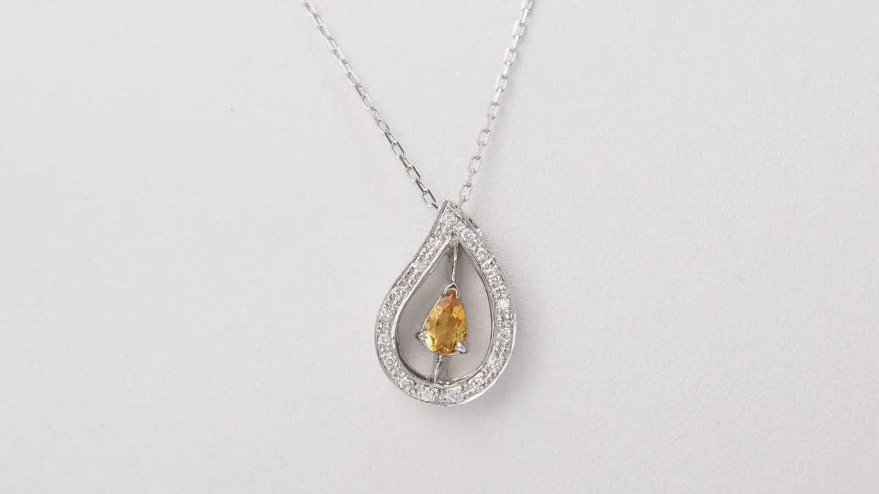 Collier Collier or blanc, citrine et diamants 58 Facettes 32805