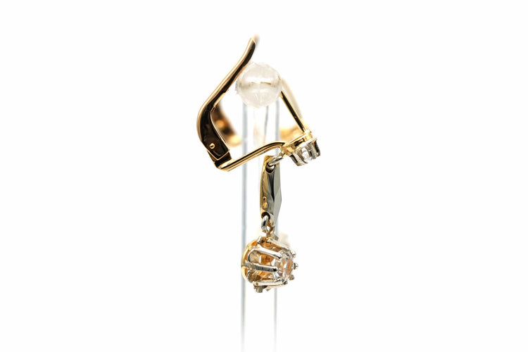 Boucles d'oreilles Art Déco en or jaune 18 carats serties de saphirs blancs