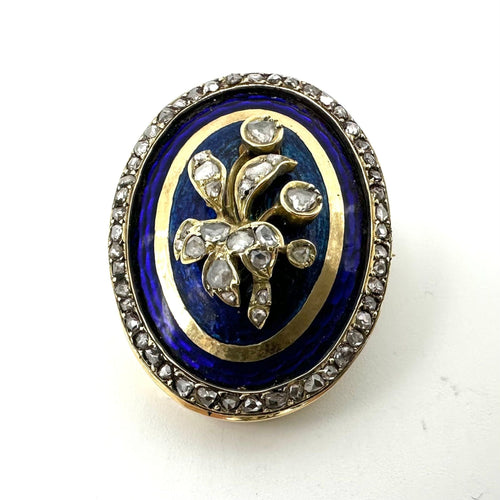 Broche Broche ancienne or jaune, émail et diamants 58 Facettes Z1351565