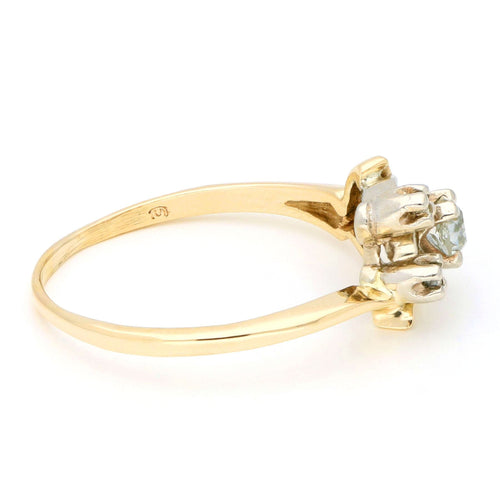 Bague florale en or jaune et diamants