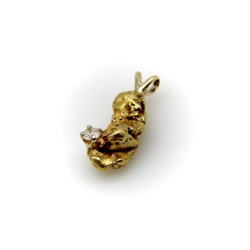 Pendentif Breloque pépite d'or Vintage avec diamant 58 Facettes A1000K
