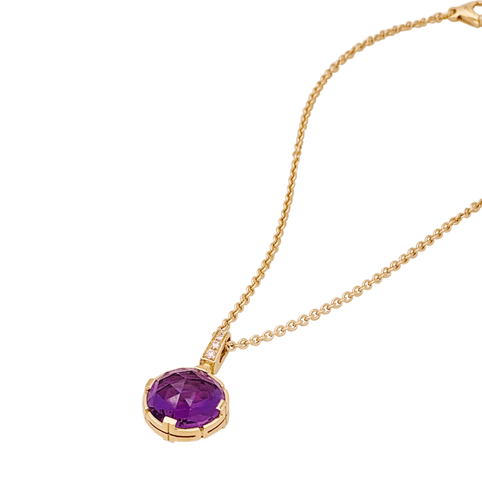 Collier Bulgari, "Parentesi Cocktail", or rose, améthyste, diamants.