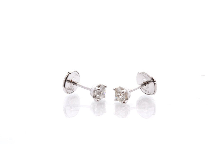 Boucles d'oreilles Puces d'oreilles or blanc et diamants 58 Facettes 27134-27135