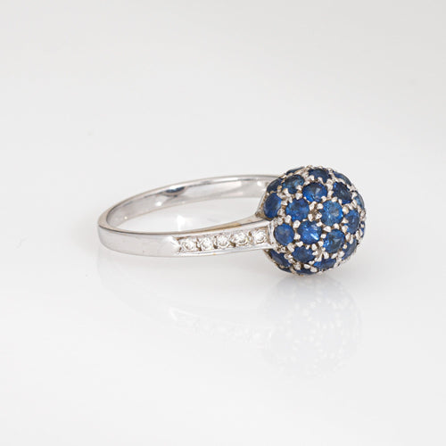 Bague Bague empilable en or blanc 18 carats avec saphir et diamants, taille 7, bijoux fins Estate Fine Jewelry 58 Facettes G14016