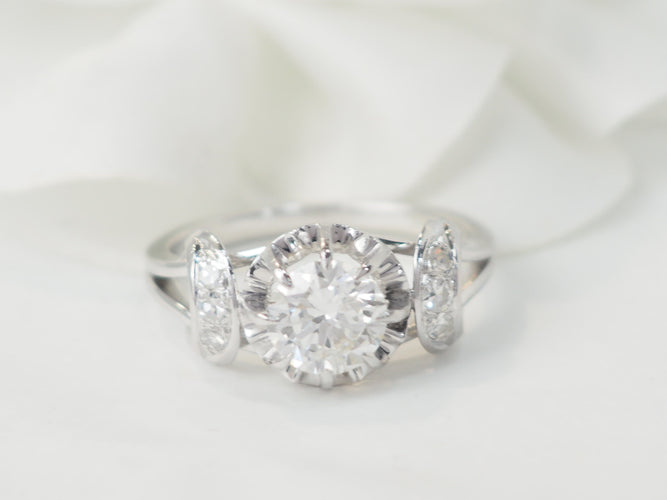 Bague 57 Bague solitaire en or blanc platine et diamant 1,20ct 58 Facettes 33557