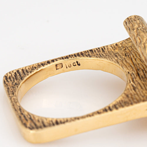 Bague Bague carrée en or jaune et diamants des années 70 58 Facettes G14006