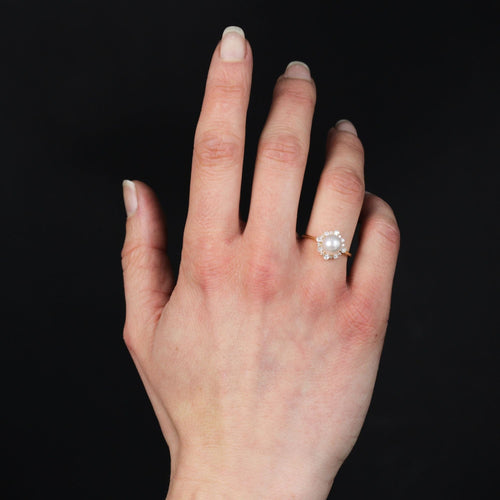 Bague 53 Bague perle de culture Akoya et ses diamants 58 Facettes 24-076