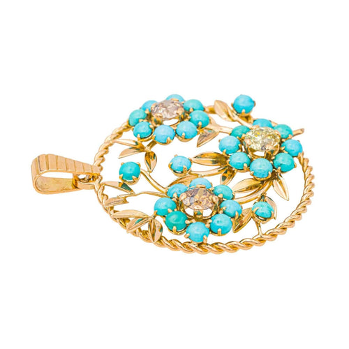 Pendentif Pendentif   Or rose Diamant, Turquoise 58 Facettes 4250491CN
