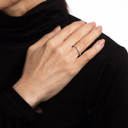 Bague Bague d'éternité en diamant, taille 5, alliance empilable en platine, bijou de mariage raffiné 58 Facettes G12312