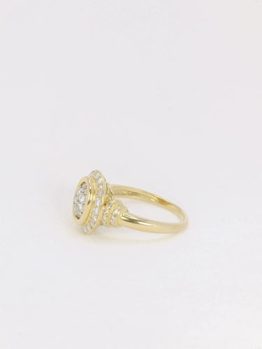 Bague 56 Bague vintage ovale en or pavée de diamants 58 Facettes J123