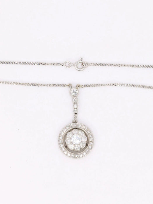 Collier Collier pendentif marguerite Belle Epoque or blanc diamants taille ancienne 58 Facettes J342