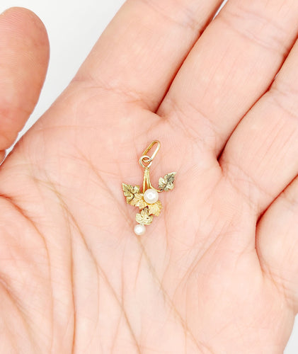 Pendentif Pendentif victorien fleur en or rose et jaune 18k et perles 58 Facettes A02325