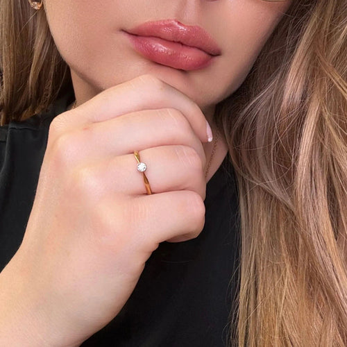 Bague Solitaire or jaune diamant 58 Facettes 82-GS33773-1