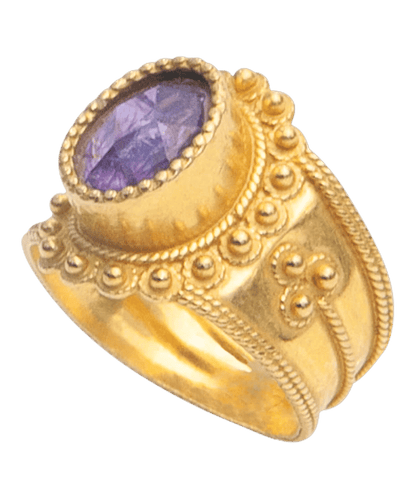 Bague Majesté Malienne Or jaune 22K Améthyste