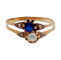 Bague 56 Bague toi et moi or rose, pierre bleue et perles (circa 1900) 58 Facettes A06251